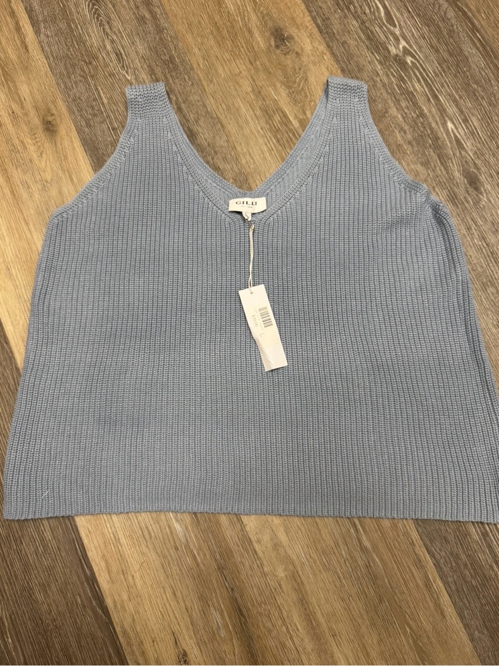Gilli Light Blue V-Neck Knit Sweater Tank